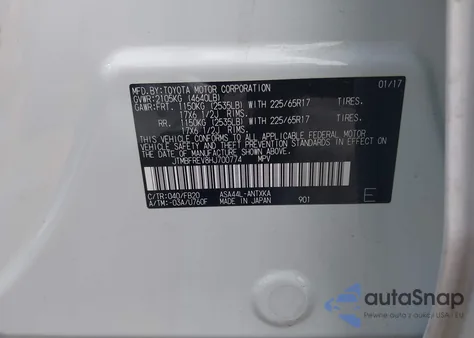 2017 Toyota Rav4 Le из США, поврежденный, VIN JTMBFREV8HJ700774